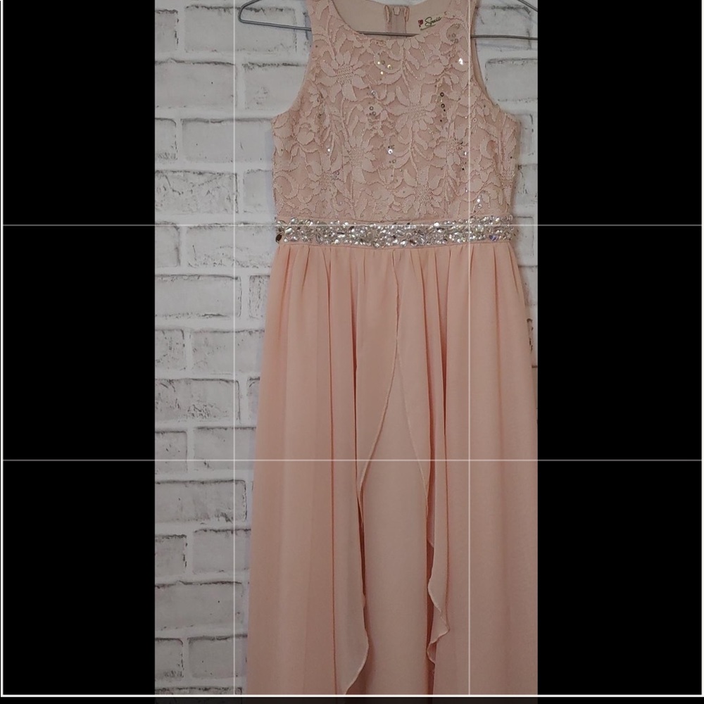 Peachy pink formal flower girl dress